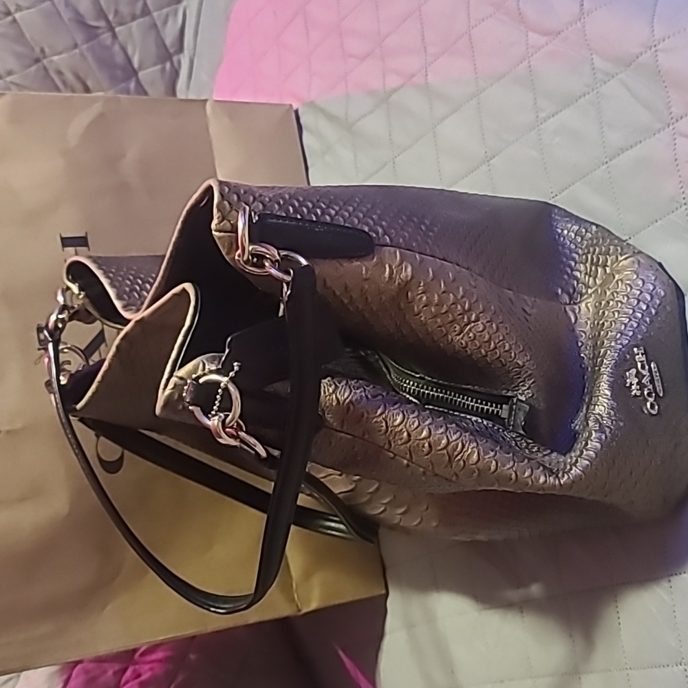 Coach Phoebe Metallic Snakeskin Handbag - Picture 5 of 10